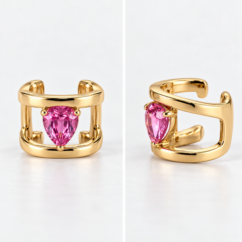 Ear cuff zaffiro rosa