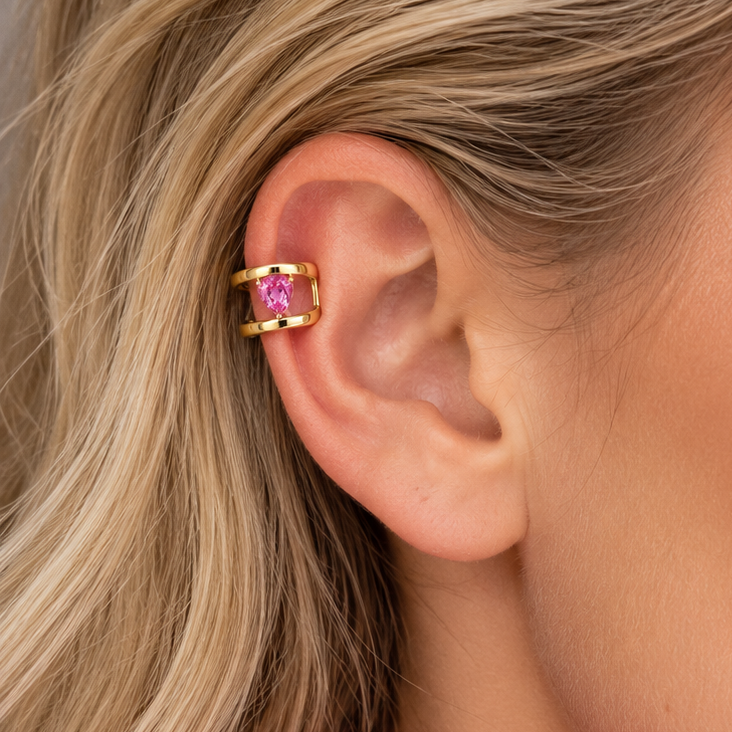 Ear cuff zaffiro rosa