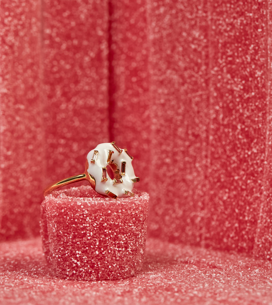 Donut Ice Glazed Sprinkles Ring White