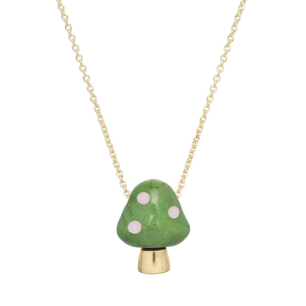Green + white Amanita necklace