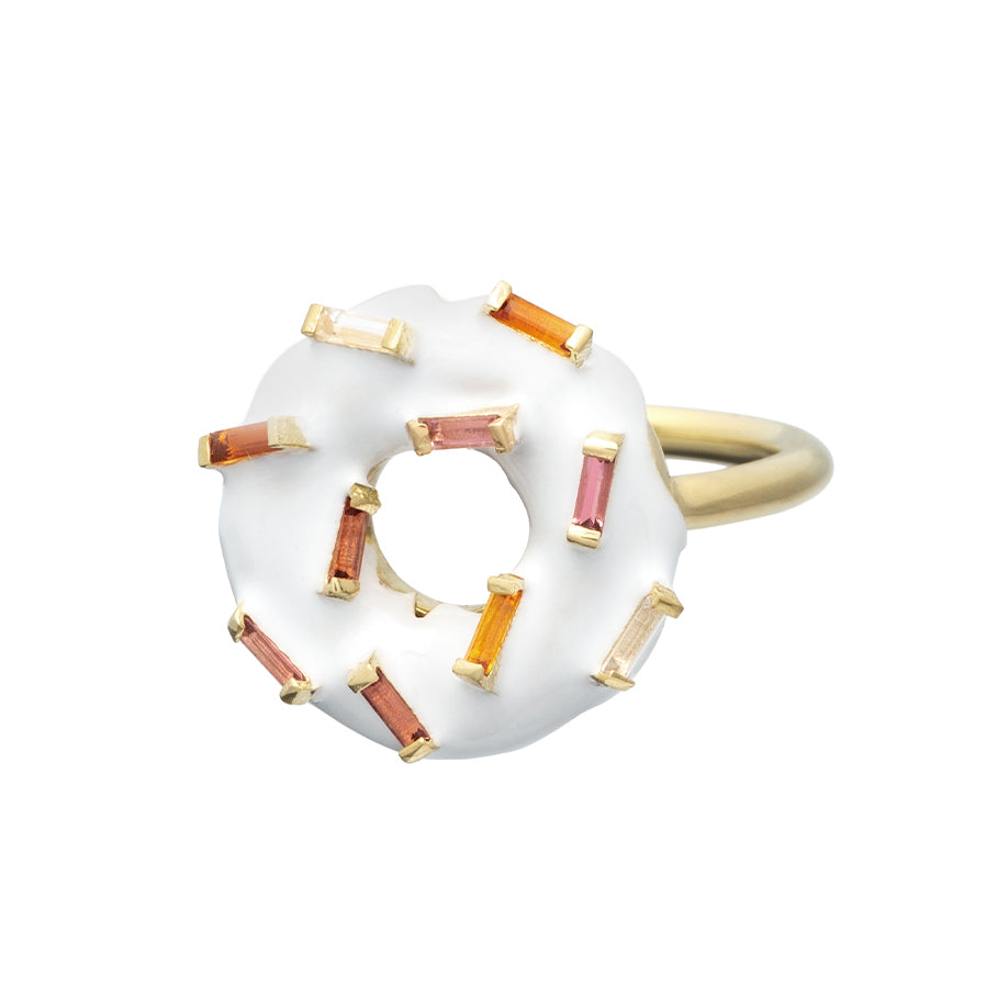 Donut Ice Glazed Sprinkles Ring White