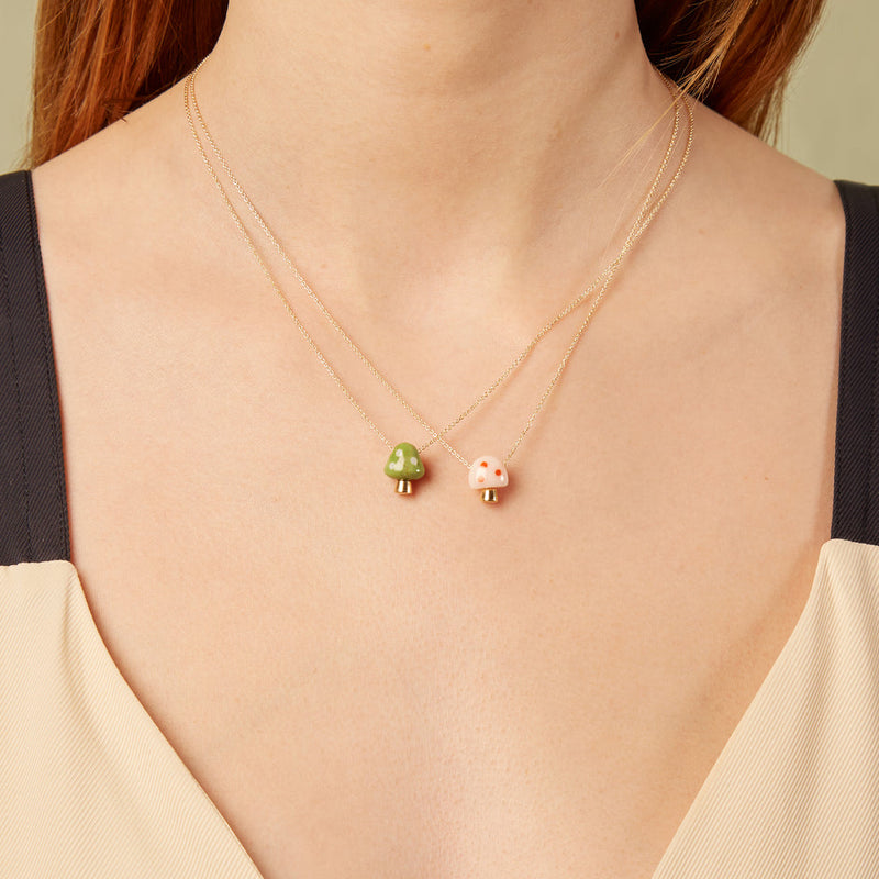Collana Amanita verde + bianco