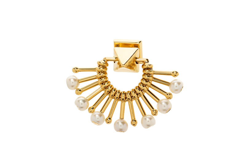 Slide + pearls mini shield earring