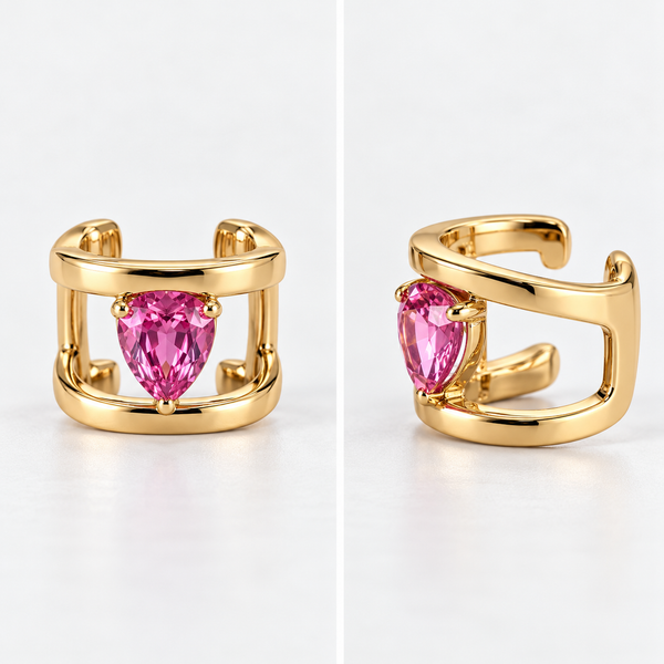Ear cuff zaffiro rosa