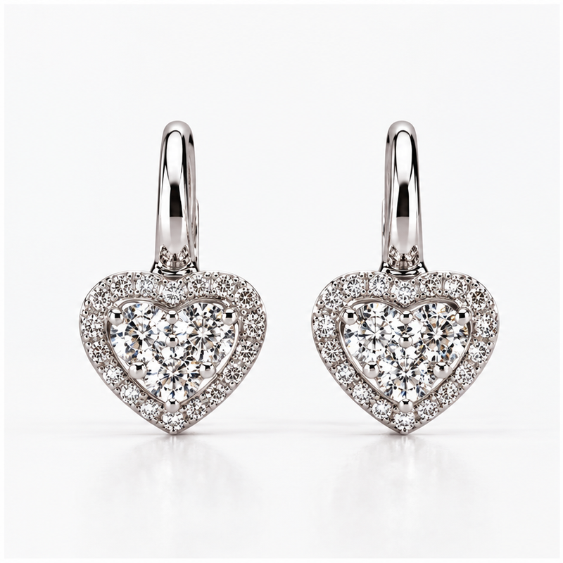 Orecchini con cuore di diamanti