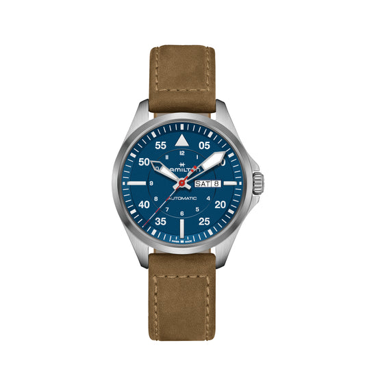 Khaki Aviation Pilot Day Date car - AIR-GLACIERS EDITION