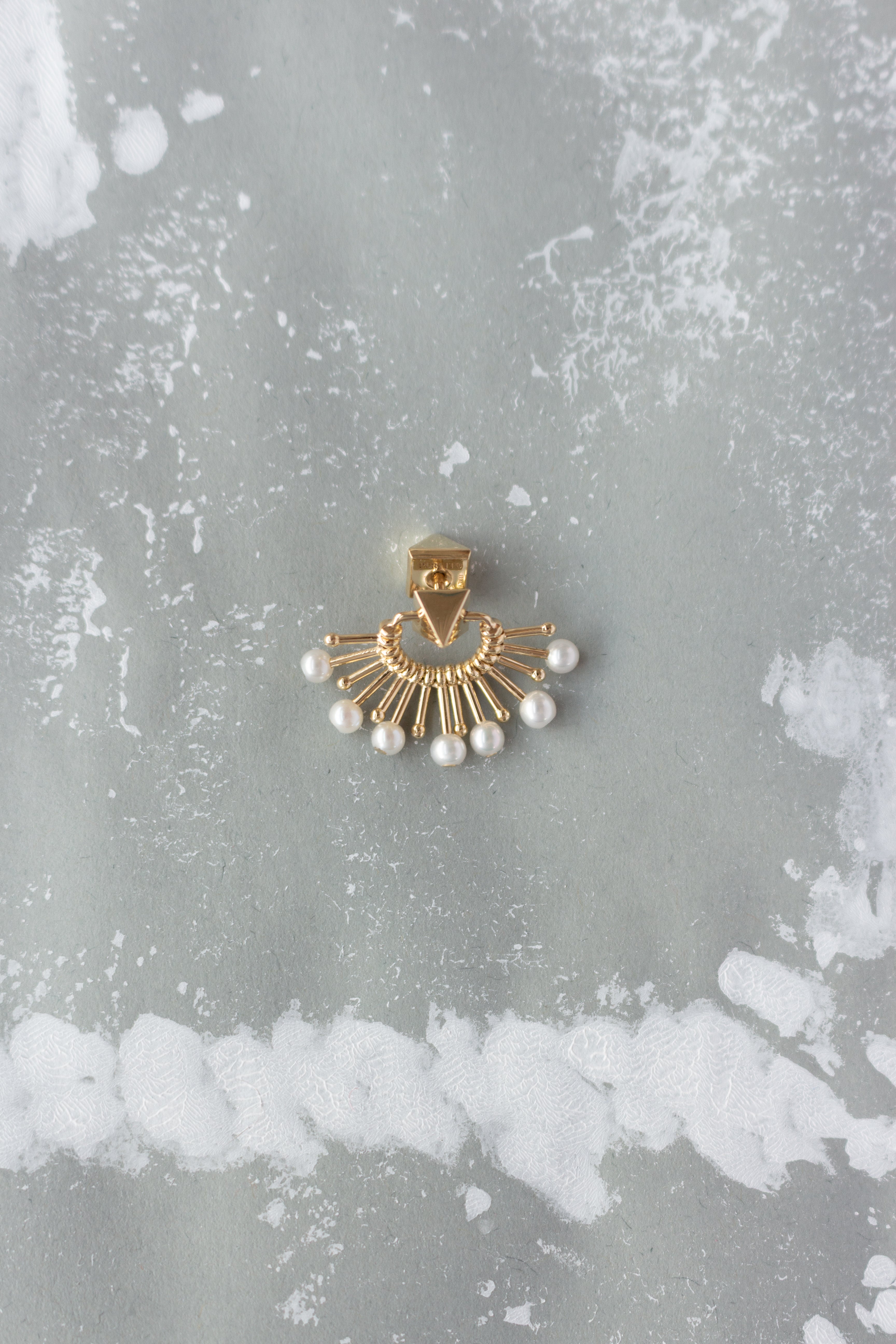 Slide + pearls shield earring