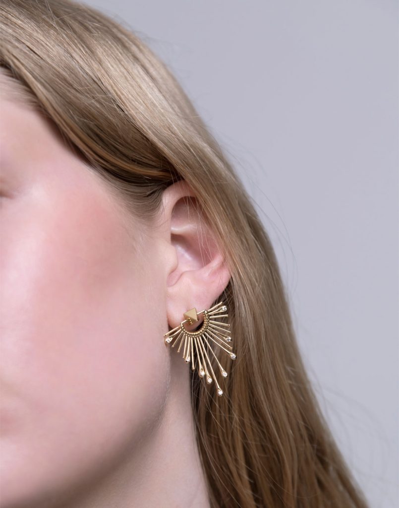 Slide + diamond shield earring