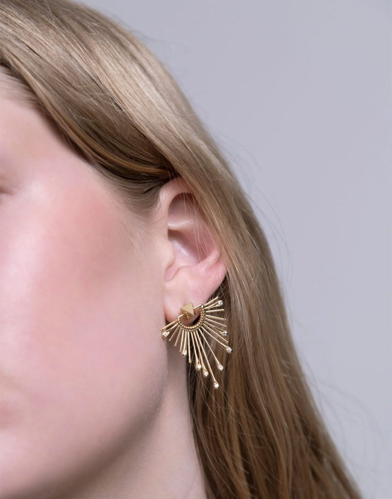 Slide + diamond shield earring