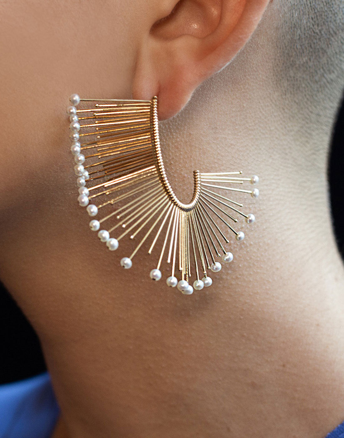 Slide + pearls mullet earrings