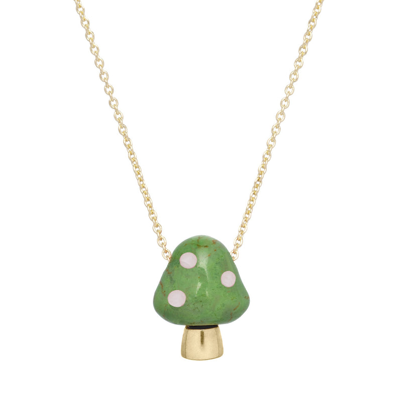 Green + white Amanita necklace